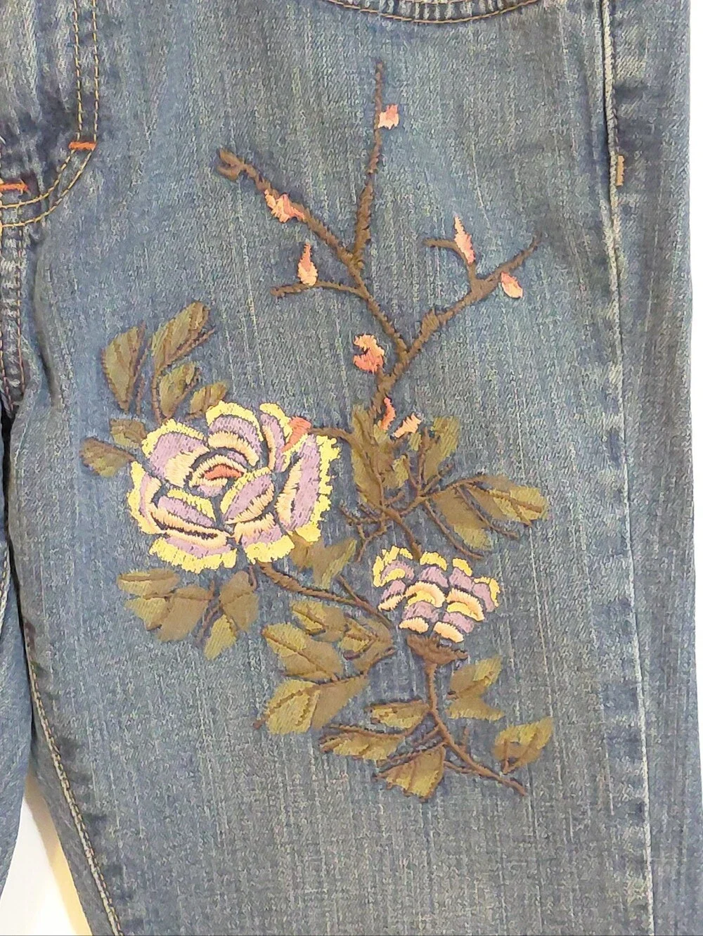 Vintage Y2K 90s Calvin Klein Embroidered Jeans & Blue Baby Tee Outfit Size L/10